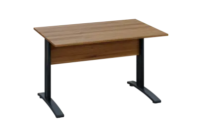 EPK 28 - 12 stůl kancelářský, kovová podnož černá, deska 25 mm, široký 1200 mm, ořech světlý